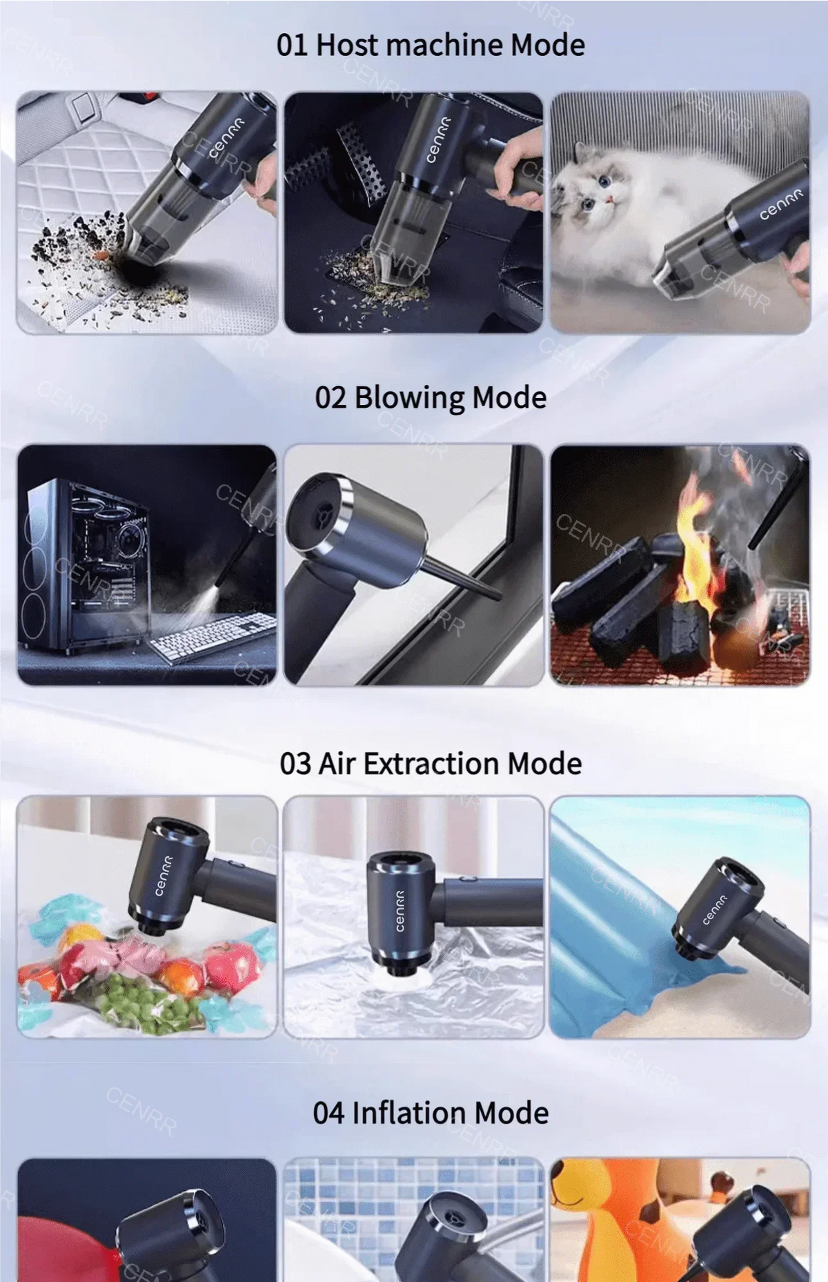 CENRR Car Vacuum Cleaner 210,000PA | Powerful Handheld Wireless Blower