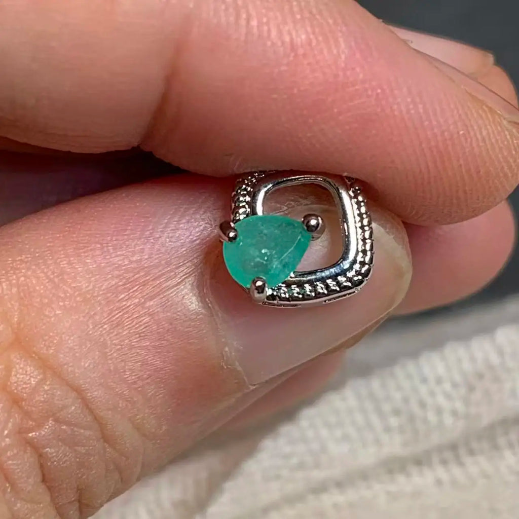 Natural Emerald Stud Earrings – 925 Sterling Silver 5x3MM Fine Jewelry for Women