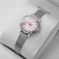 Elegant Women's Rhinestone Quartz Watch – Silver Mesh Strap Dress Wristwatch