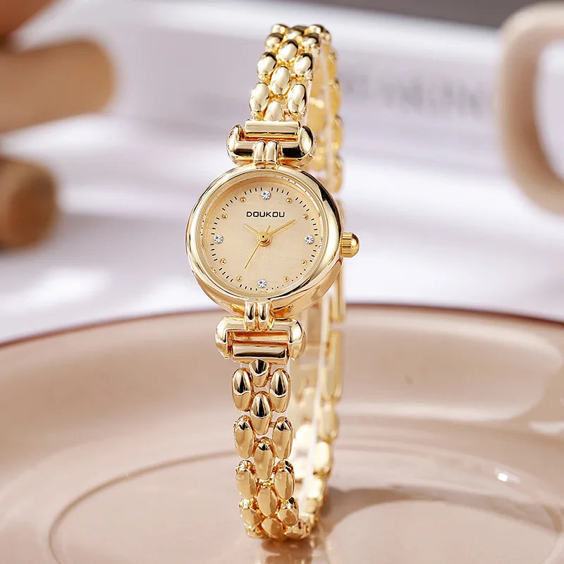 Luxury Small Dial Gold Women's Watch – Bracelet Strap Quartz