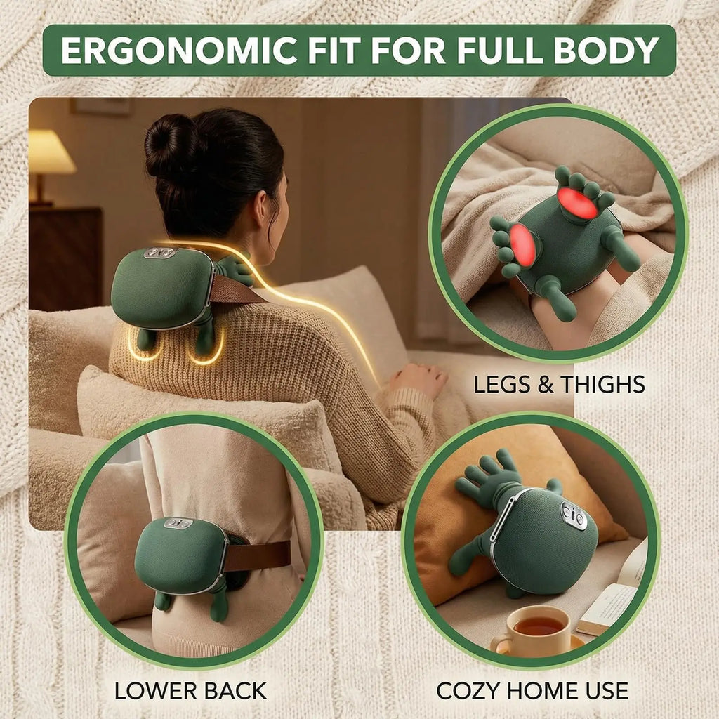 Bionic Neck Shoulder Massager Shiatsu Neck and Back Massager Cordless Deep Kneading Relaxation Tool Handheld or Strap Use