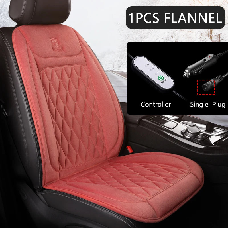 12V Heated Car Seat Cushion | Winter Warmer Seat Cover with 3 Heat Modes