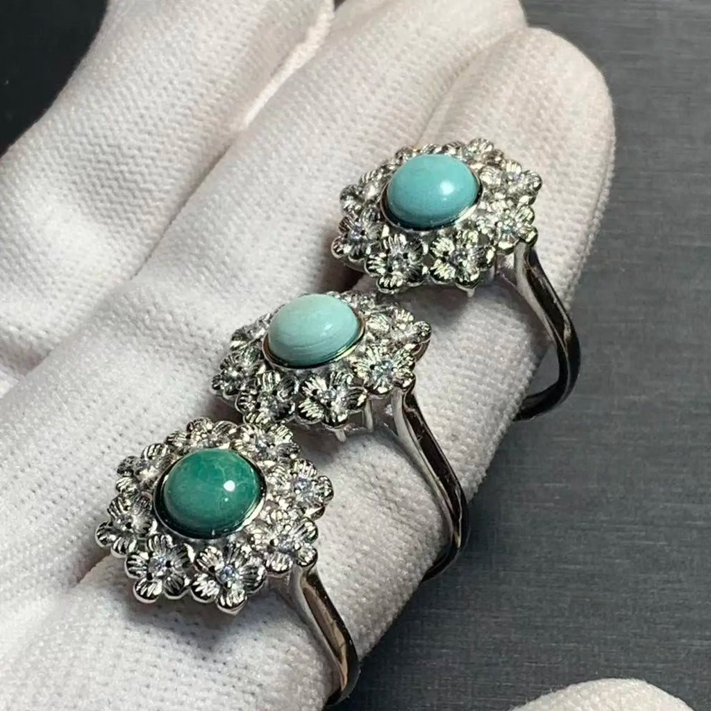 Natural Turquoise Adjustable Ring – Vintage Gemstone Ring for Women