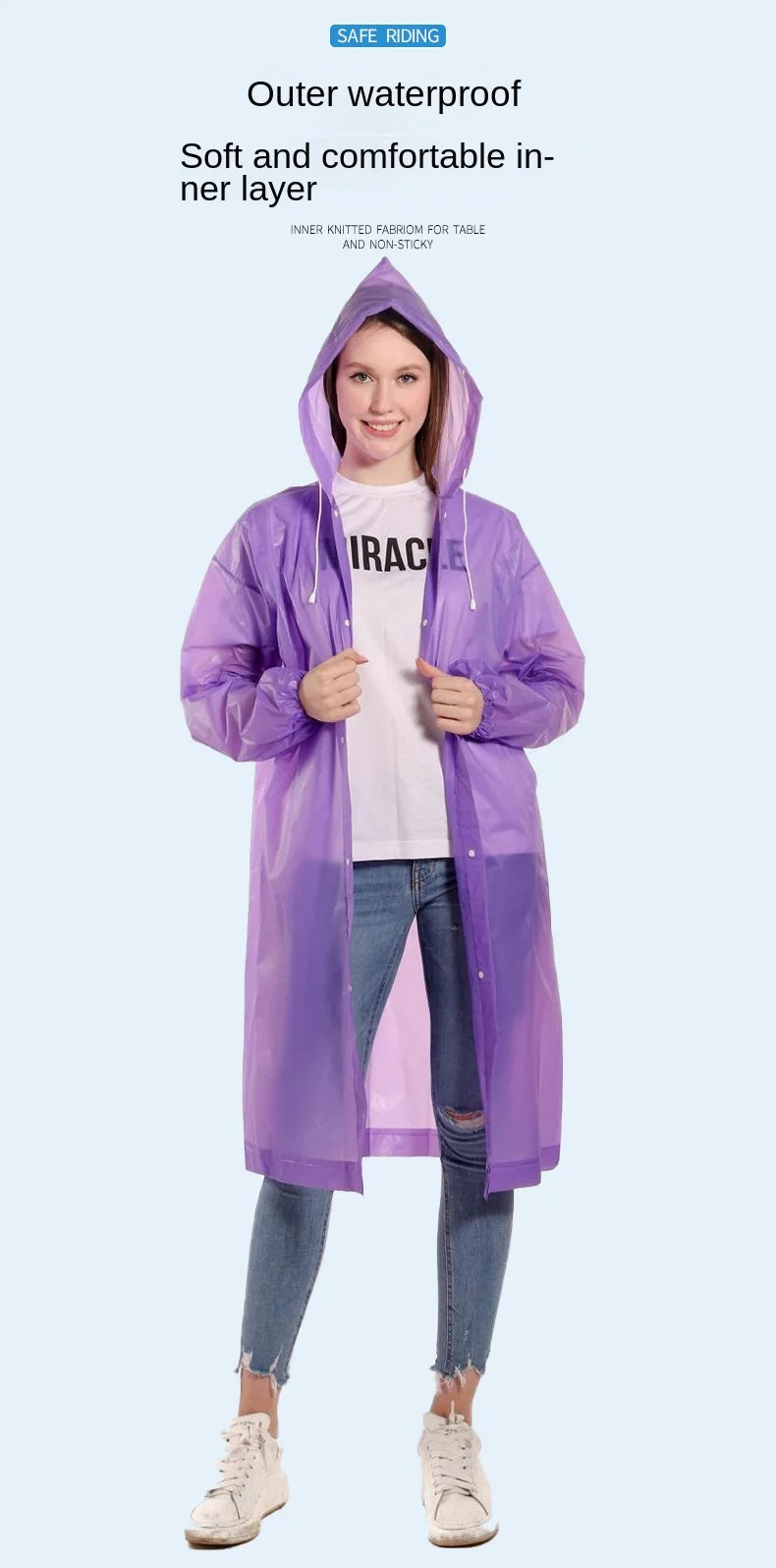 Packable Button-Front EVA Raincoat