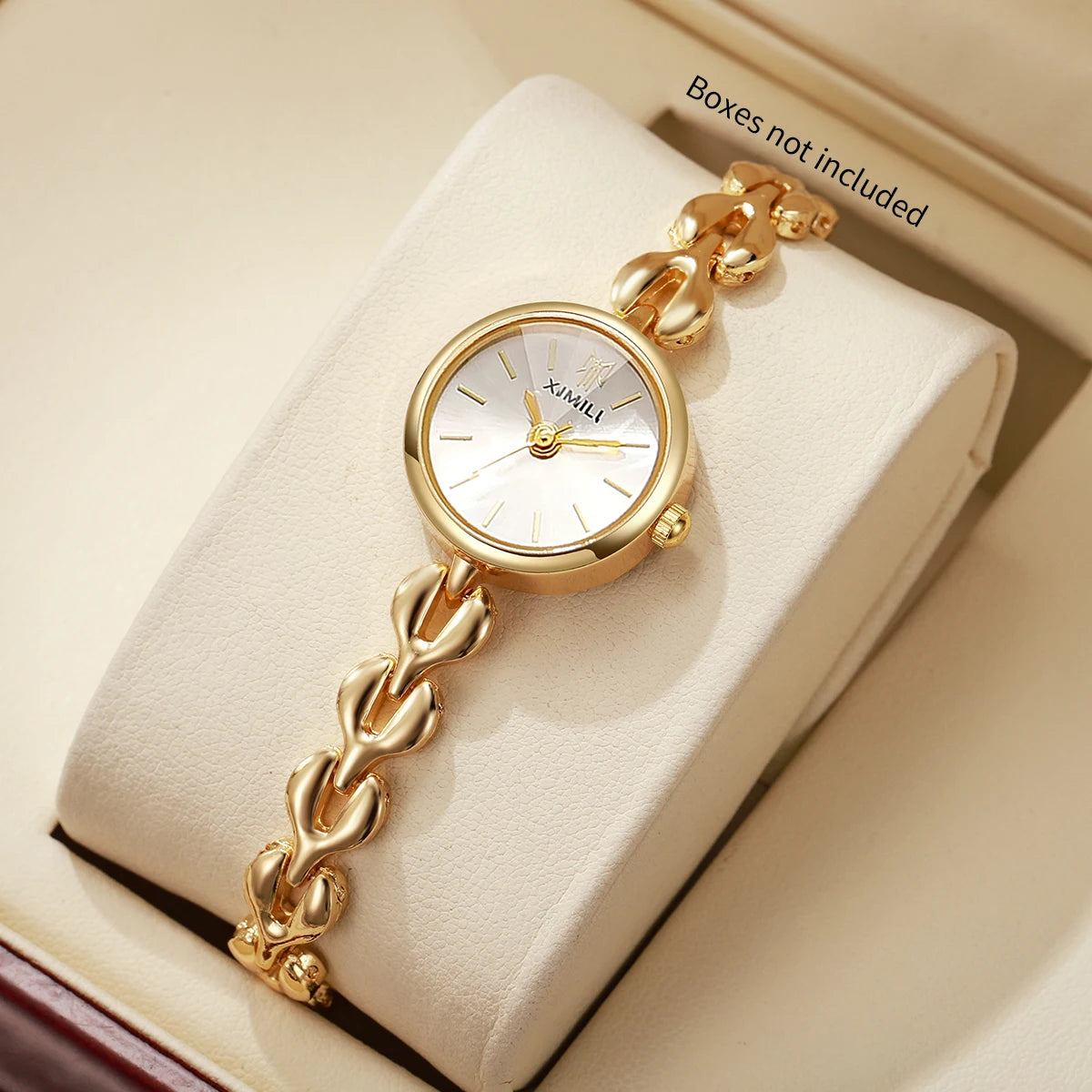 Elegant Women's Quartz Watch – Small Dial Heart Chain Bracelet Minimalist Wristwatch