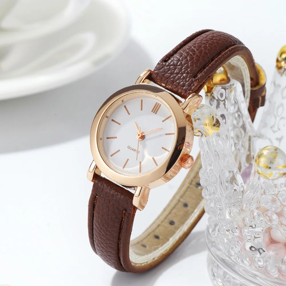 Fashion Small Dial Women's Quartz Watch – Leather Band Wristwatch