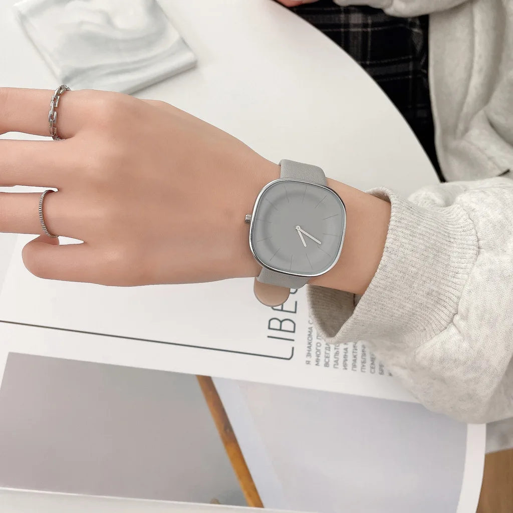 Women’s Square Minimalist Watch – Leather Strap Quartz Timepiece