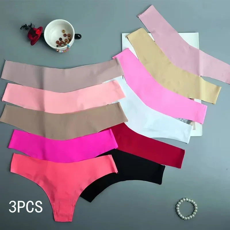 3PCS seamless low-waist panties, ice silk, breathable, quick-drying, with cotton crotch. Ideal for sports