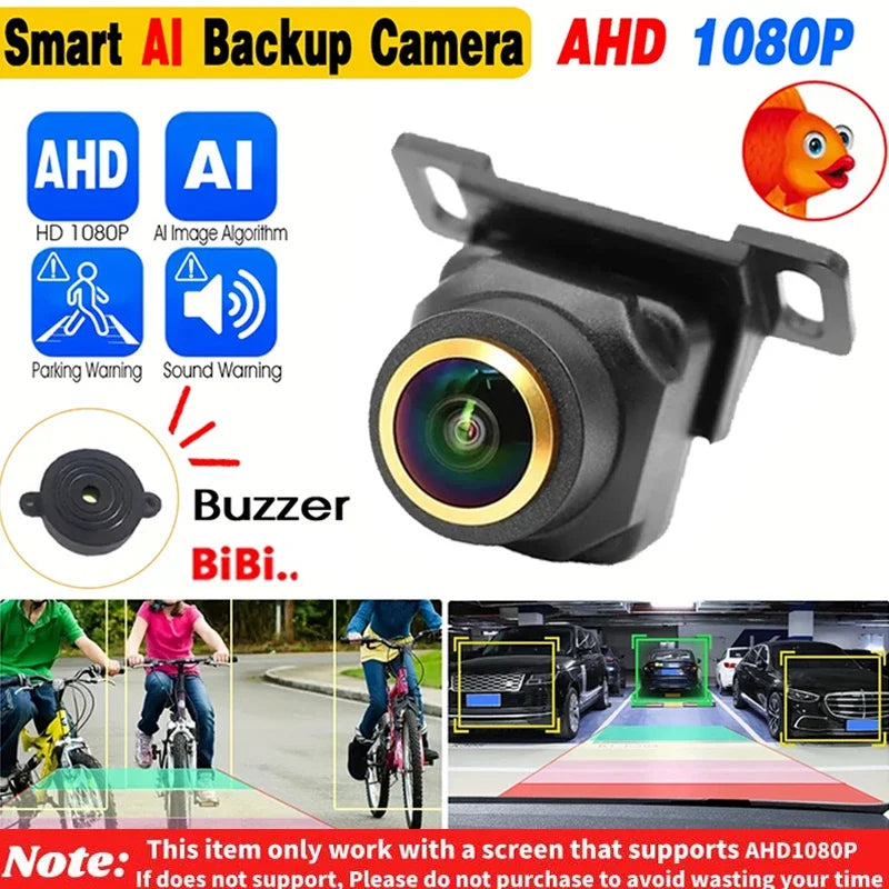AI Smart Backup Camera | 170° Fisheye AHD 1080P with ADAS Obstacle Detection