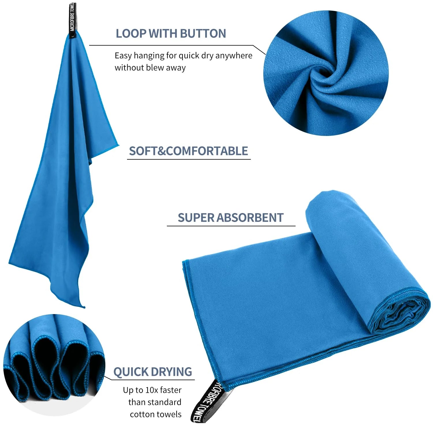 Luxury Microfiber Sports Towel – Quick-Dry Super Soft for Gym, Beach & Travel