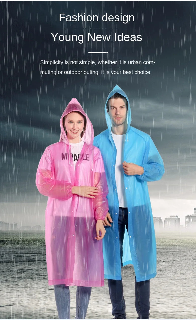 Packable Button-Front EVA Raincoat