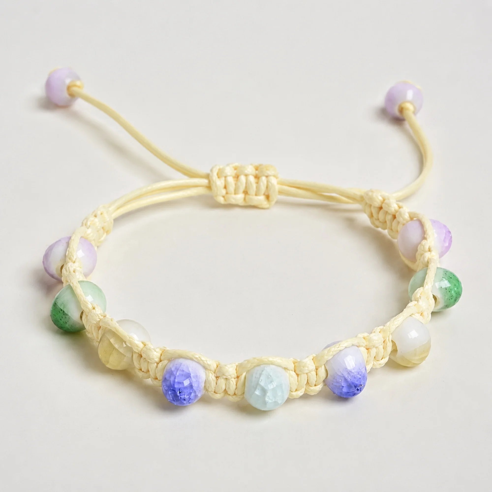 Handmade Colorful Ceramic Bracelet – Adjustable Coffee Cord Bohemian Artistic Jewelry