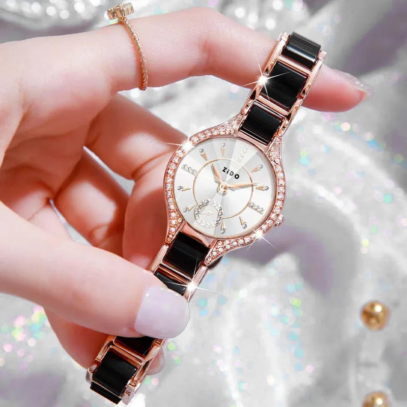 Retro Diamond Women's Watch – Waterproof Light Luxury Stainless Steel