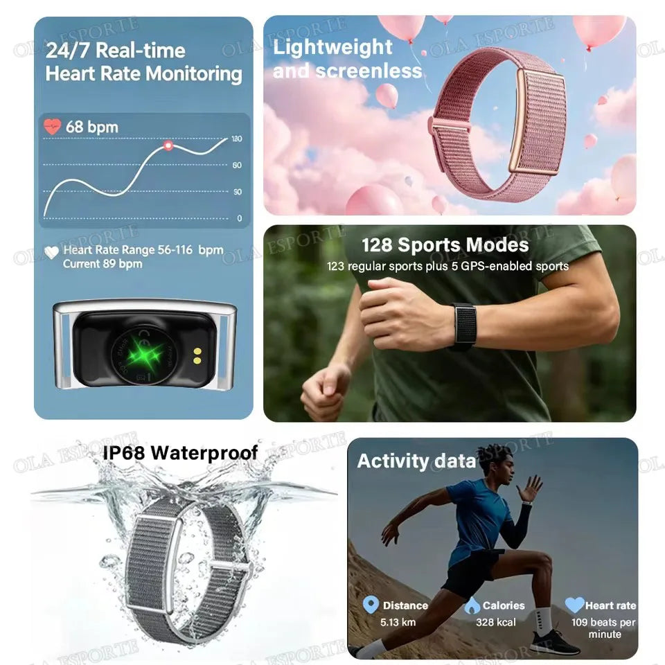 Smart Fitness Bracelet – No Screen | IP68 Waterproof | Heart Rate & Health Monitor