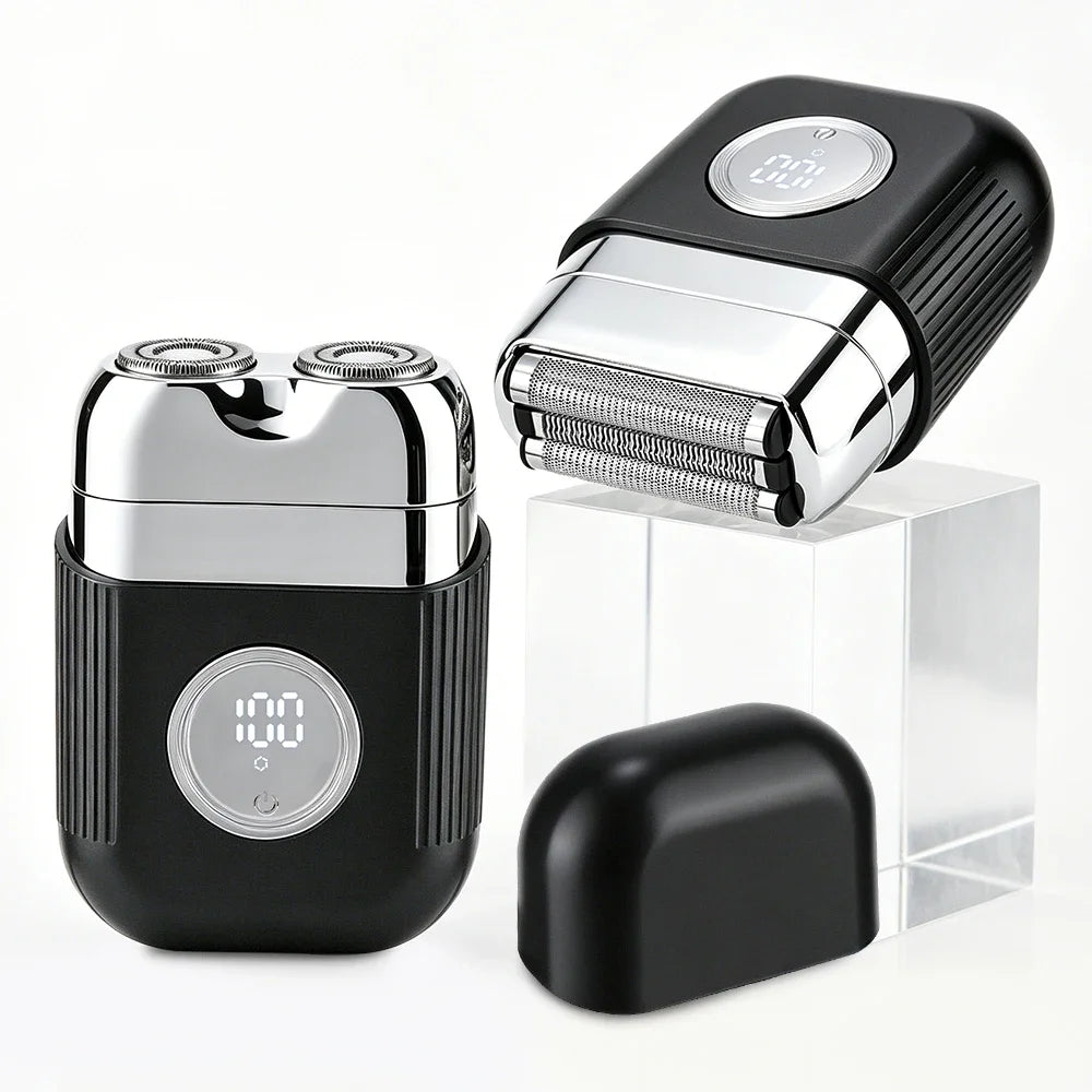 Electric Foil Shaver for Men 3 Floating Blades LED Display IPX7 Waterproof Cordless Portable Mini Razor Wet Dry Use