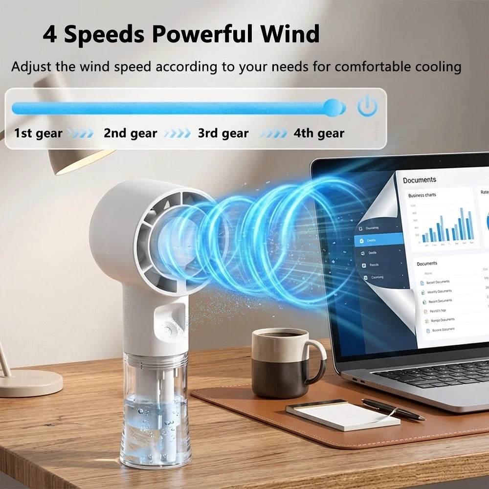 Portable Misting Fan – 4-Speed Personal Cooling Device with USB-C