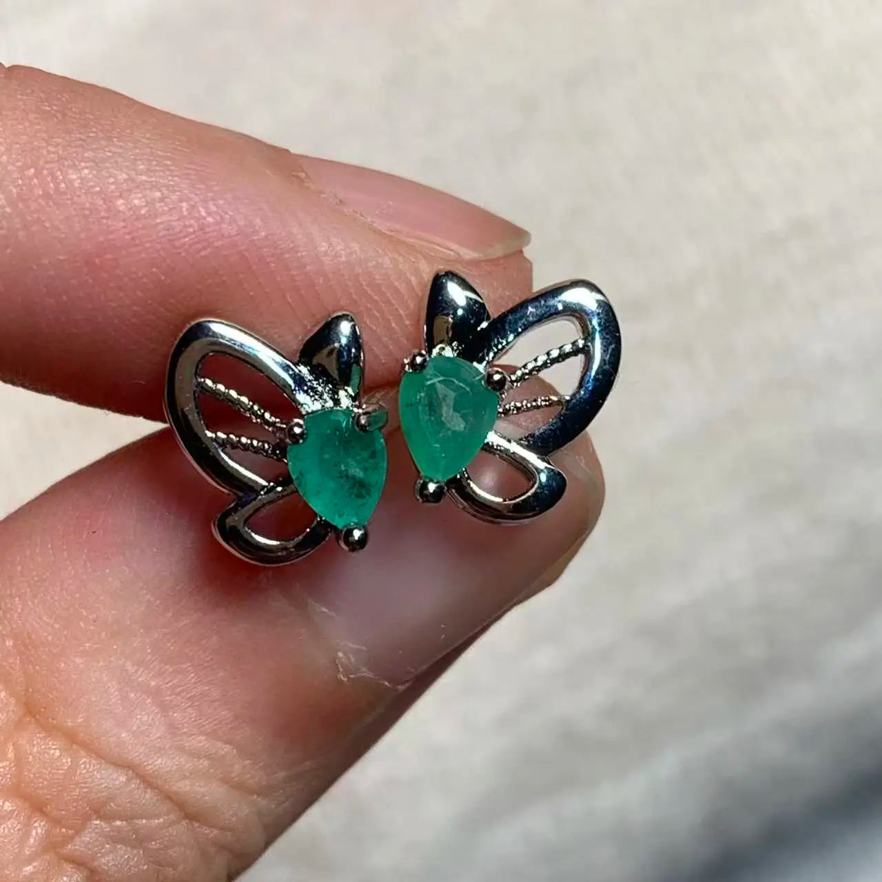 Natural Emerald Stud Earrings – 925 Sterling Silver Fine Jewelry for Women