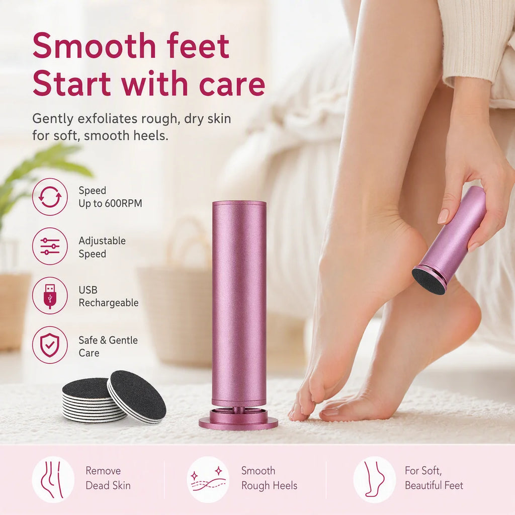 Electric Foot File – 360° Rotation USB Callus Remover with 20 Sandpaper Discs