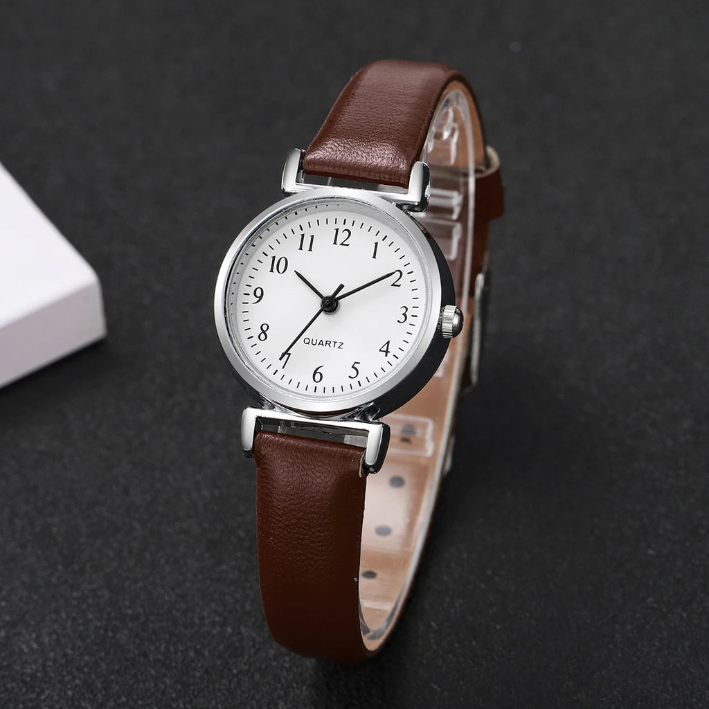 Fashion Small Dial Women's Quartz Watch – Leather Band Analog Wristwatch