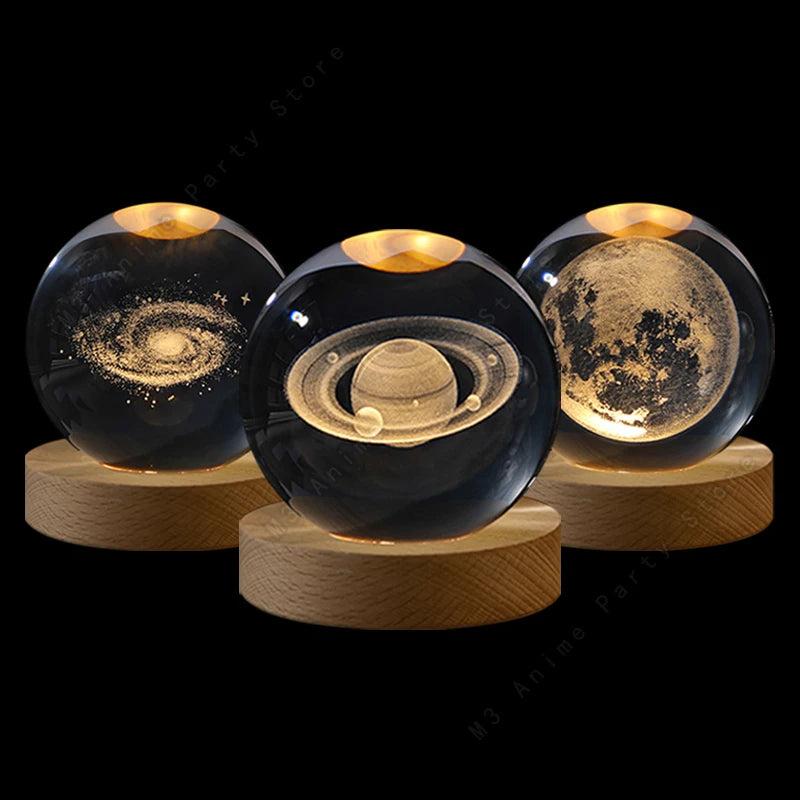 3D Crystal Ball Night Light - LED Galaxy Lamp for Kids' Birthday Gift