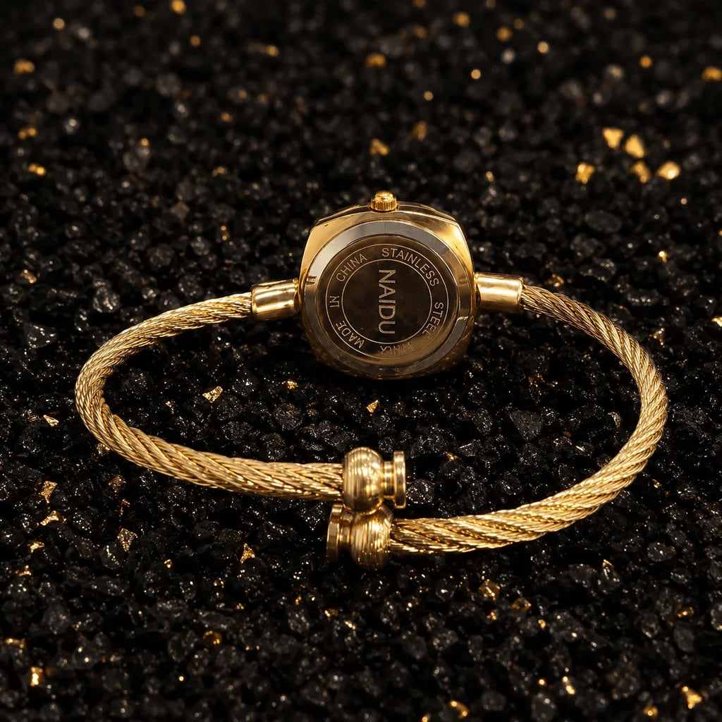 Women's Gold Bangle Watch – Luxury Stainless Steel Quartz