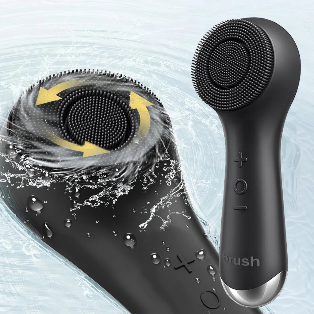 360° Rotating Facial Cleansing Brush – USB Rechargeable Silicone Massager