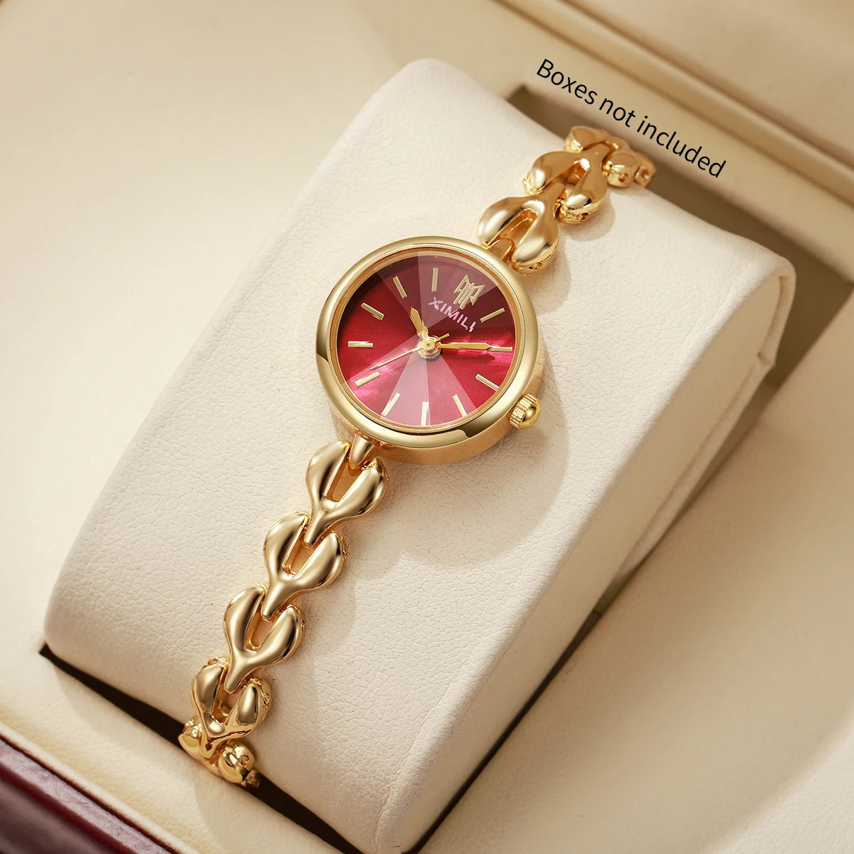 Elegant Women's Quartz Watch – Small Dial Heart Chain Bracelet Minimalist Wristwatch