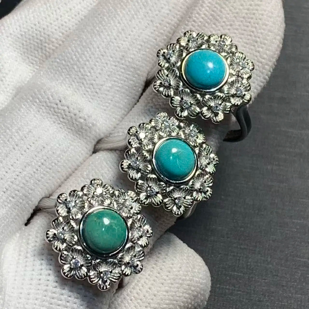 Natural Turquoise Adjustable Ring – Vintage Gemstone Ring for Women