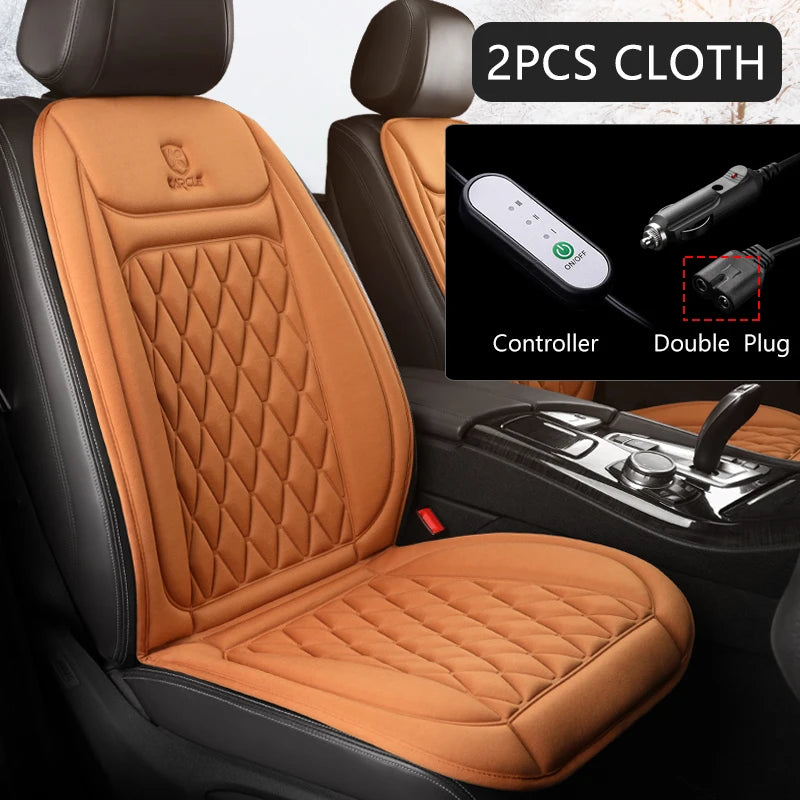 12V Heated Car Seat Cushion | Winter Warmer Seat Cover with 3 Heat Modes