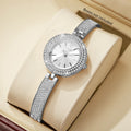 Luxury Rhinestone Bangle Women's Quartz Watch – Full Diamond Bezel Bracelet Wristwatch