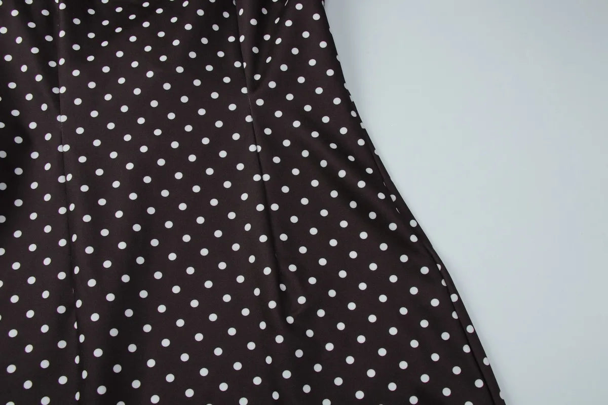 Polka Dot Tie-Up Bodycon Hip Wrap Mini Dress