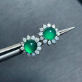 Natural Green Chalcedony Stud Earrings – 925 Sterling Silver for Women
