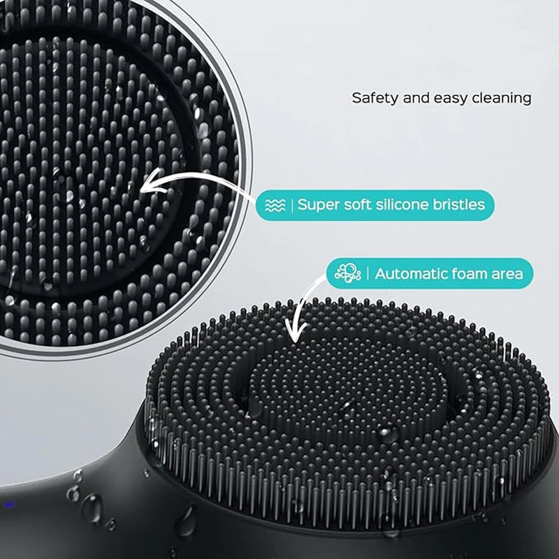 360° Rotating Facial Cleansing Brush – USB Rechargeable Silicone Massager
