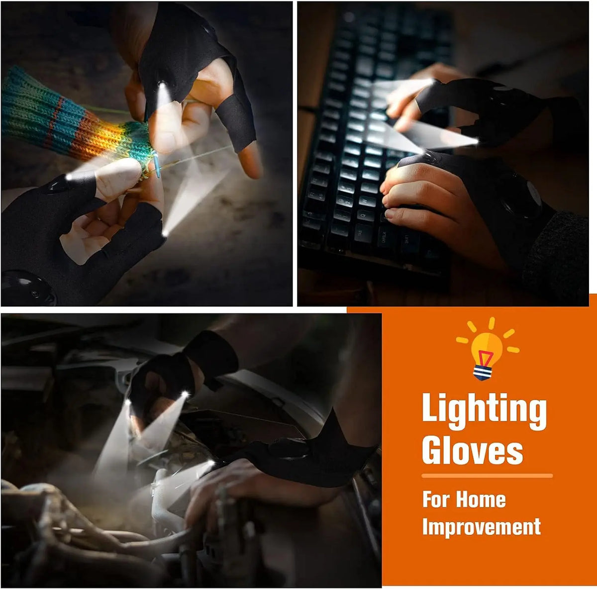 Hands-Free LED Flashlight Gloves