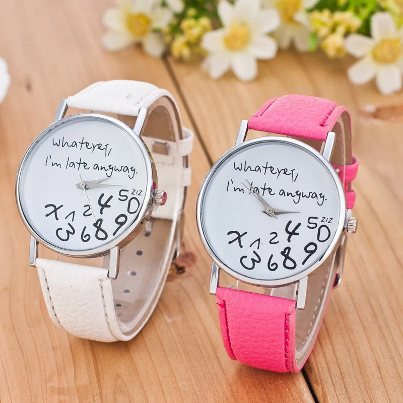 Funny Quote Watch for Women – Leather Strap Big Dial Quartz