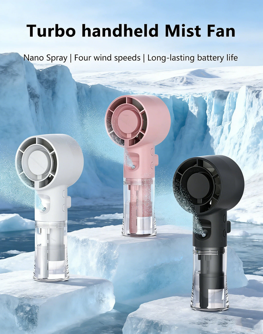 Portable Misting Fan – 4-Speed Personal Cooling Device with USB-C