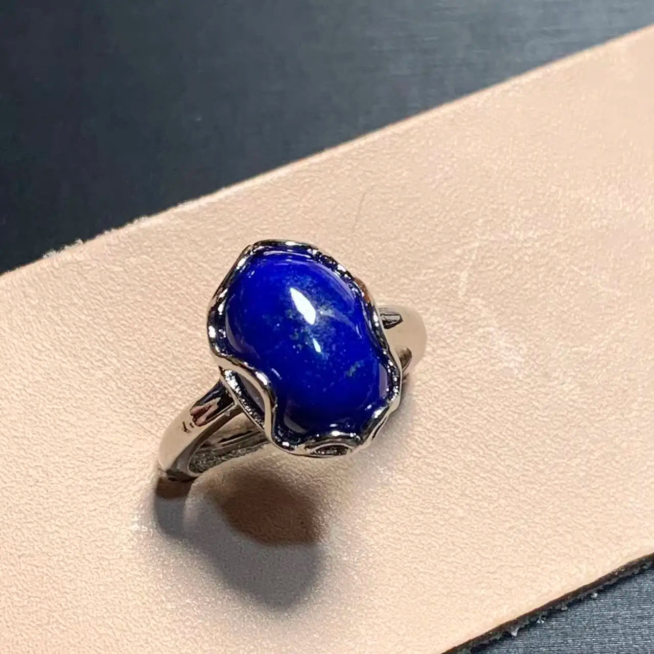 Natural Lapis Ring – Adjustable Vintage Gemstone Ring for Women