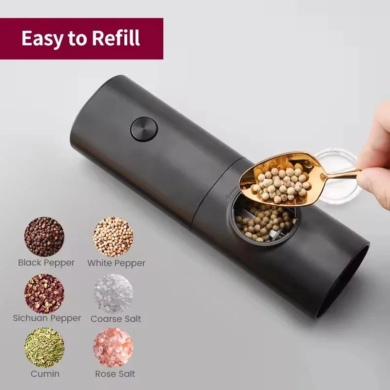 Electric Automatic Salt and Pepper Grinder Set with LED Light Adjustable Coarseness Spice Mill Kitchen Tools for Cooking