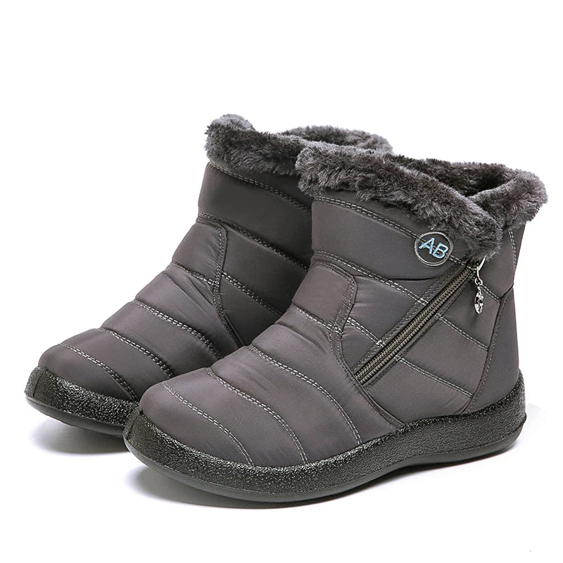 Comfortable waterproof winter boots for women with soft fur and zipper design. Perfect for snowy days.