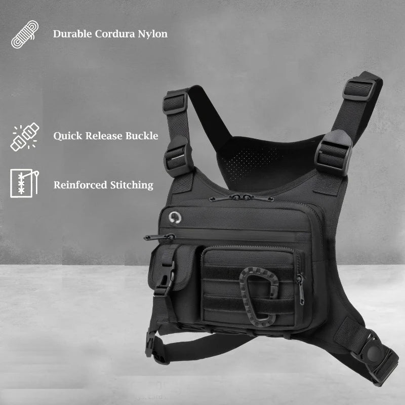 Tactical Running Vest Bag – 6-Pocket Chest Pack for Running & Hiking