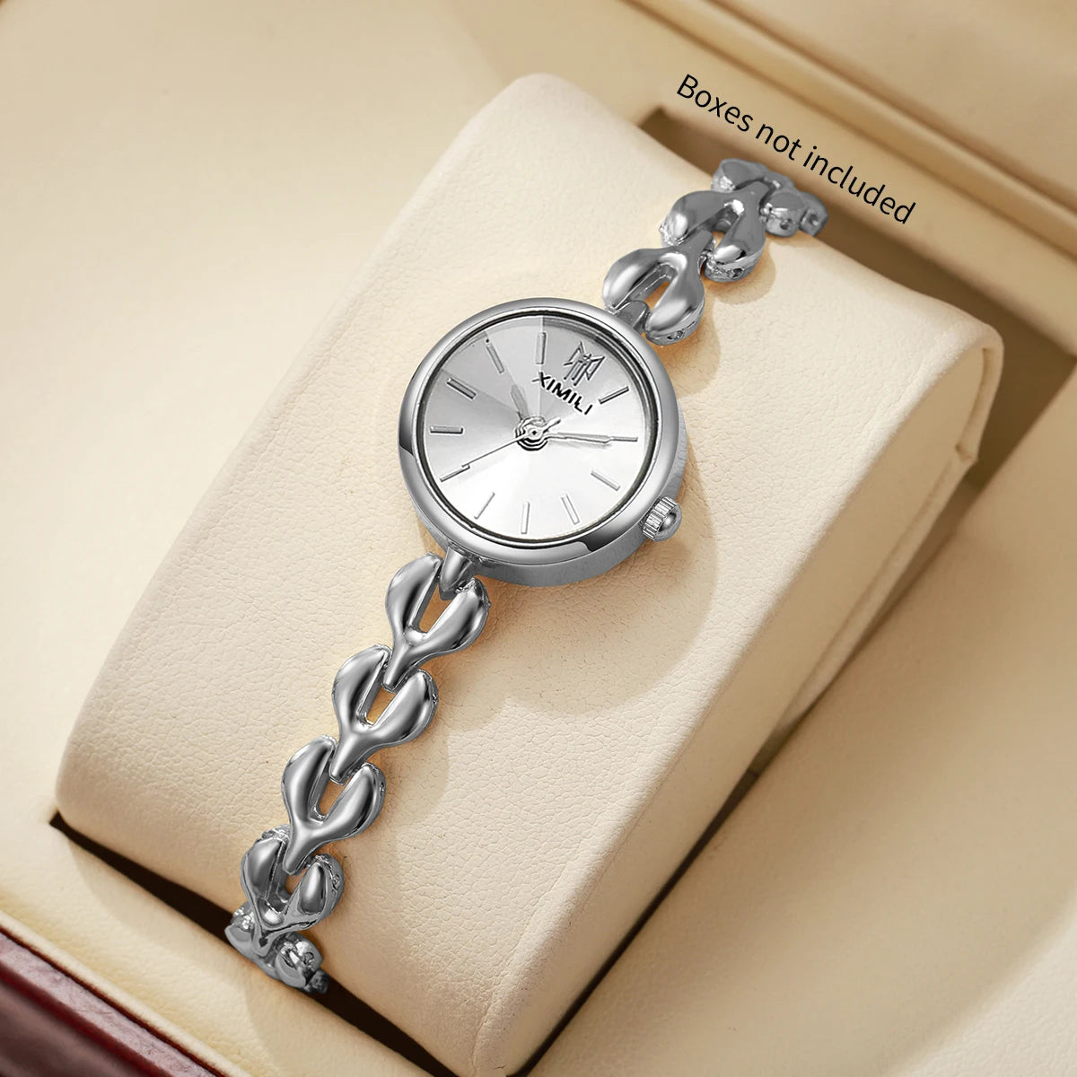 Elegant Women's Quartz Watch – Small Dial Heart Chain Bracelet Minimalist Wristwatch