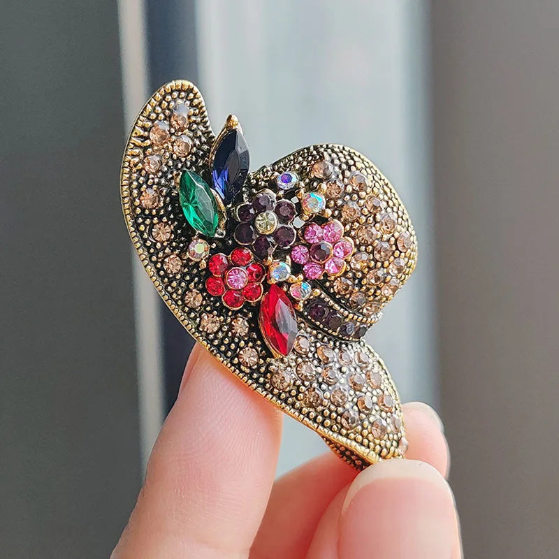 Vintage Alloy Inlaid Rhinestone Flower
