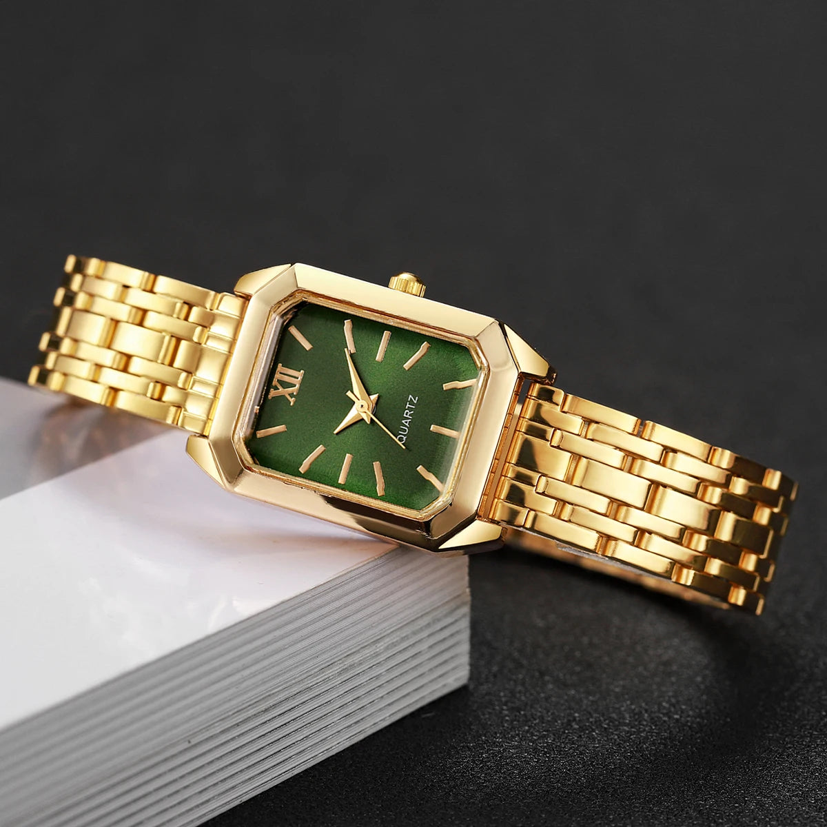 Fashion Rectangle Women's Quartz Watch – Casual Ladies Wristwatch Set