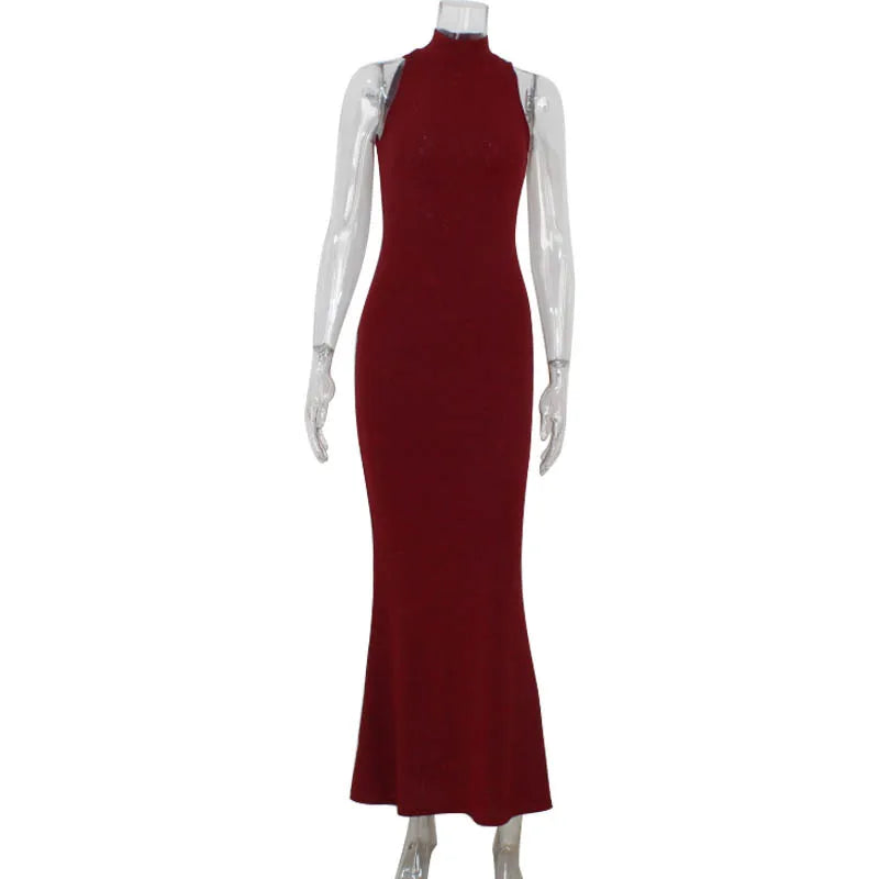 Red Sequin Sleeveless Bodycon Maxi Gown