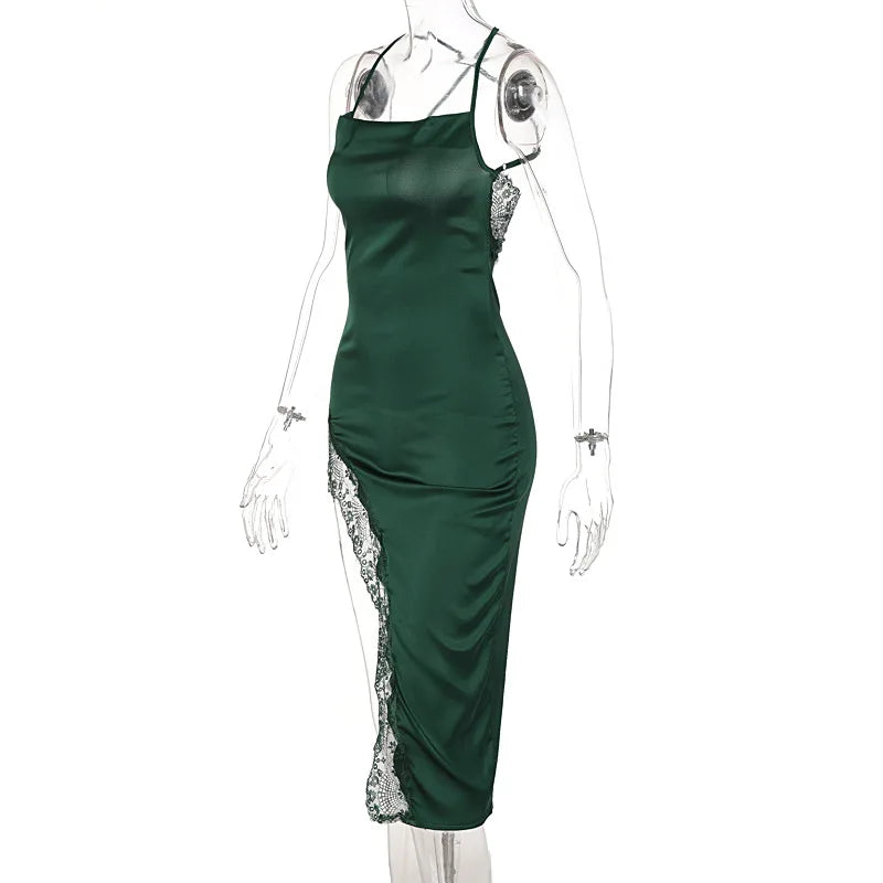 Sexy Lace Backless Bodycon Midi Dress