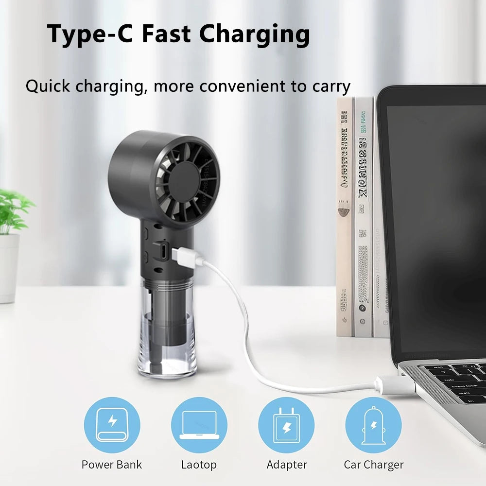 Portable Misting Fan – 4-Speed Personal Cooling Device with USB-C