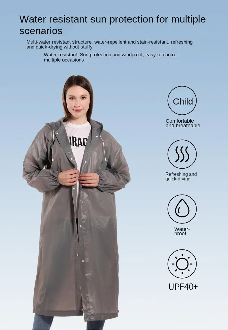Packable Button-Front EVA Raincoat
