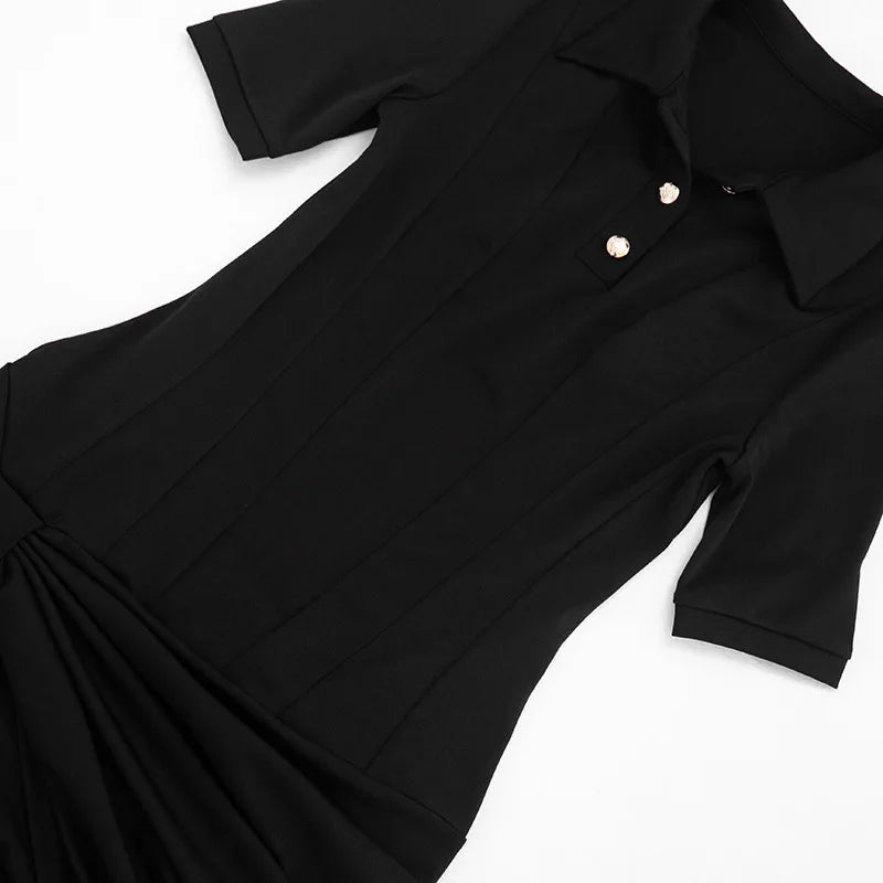 Sexy Lapel Half Sleeve Ruched Mini Dress
