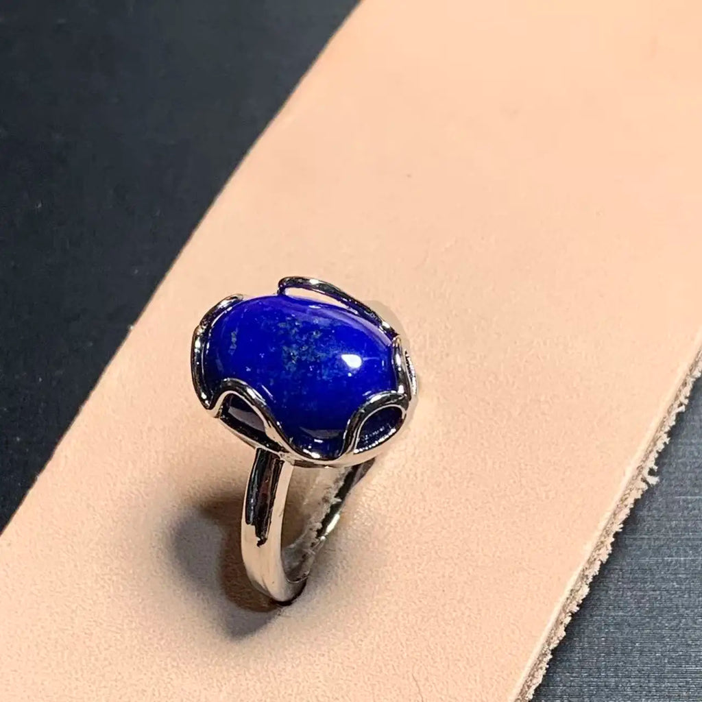 Natural Lapis Ring – Adjustable Vintage Gemstone Ring for Women