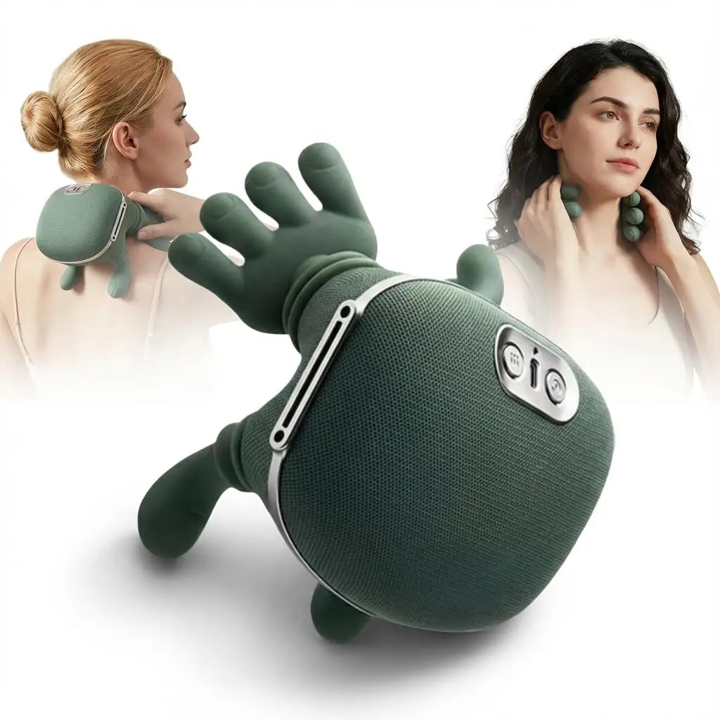 Bionic Neck Shoulder Massager Shiatsu Neck and Back Massager Cordless Deep Kneading Relaxation Tool Handheld or Strap Use